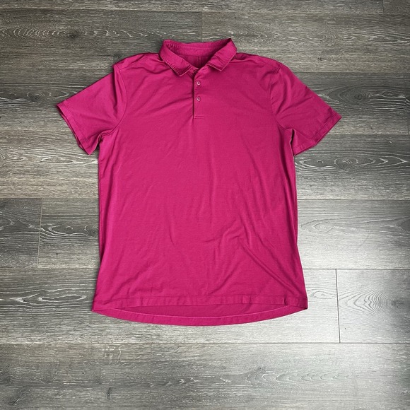 Lululemon Evolution Polo Shirt Mens Approx XL Pink Short Sleeve Golf Performance - Picture 1 of 5